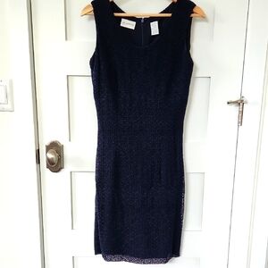 Navy Crochet Sleeveless Midi Dress Size 6  Wedding Date Night